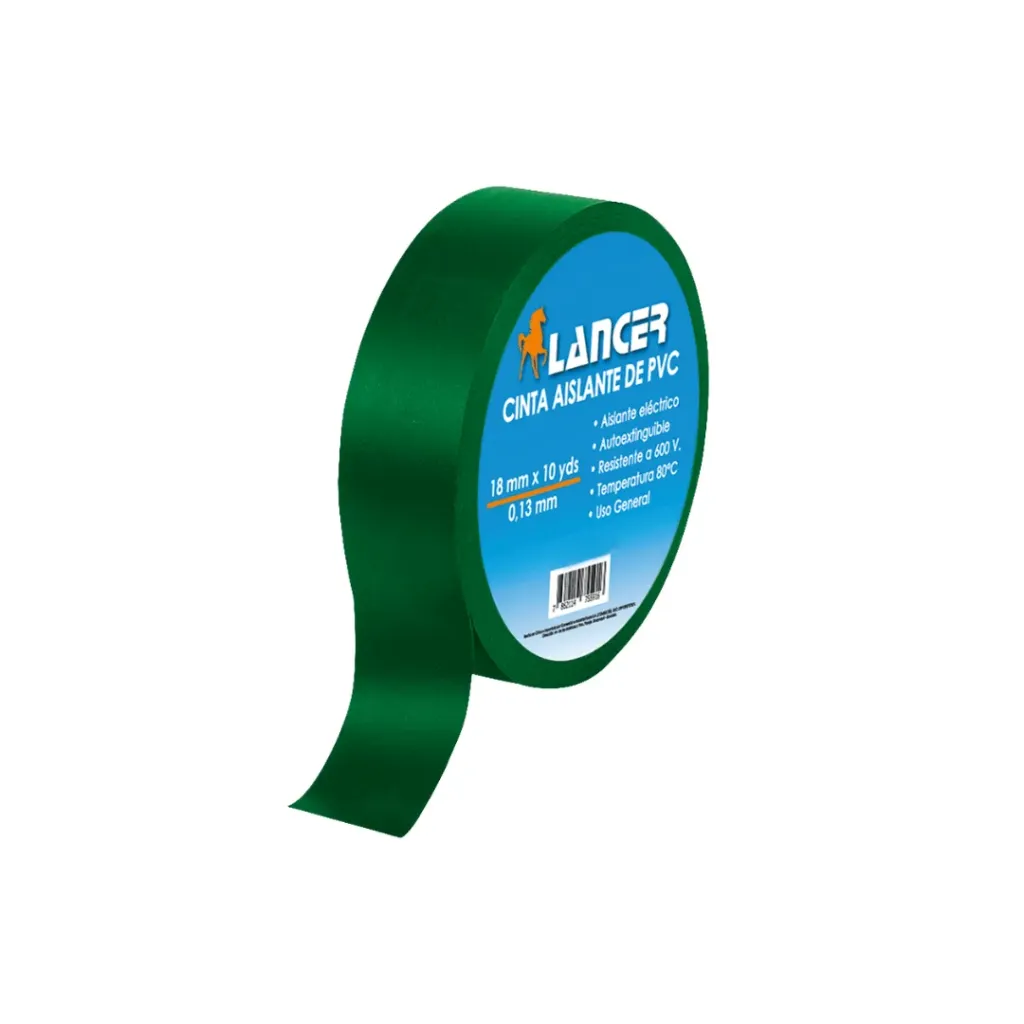 CINTA AISLANTE VERDE LANCER 10YDS 18MMX0.13MM