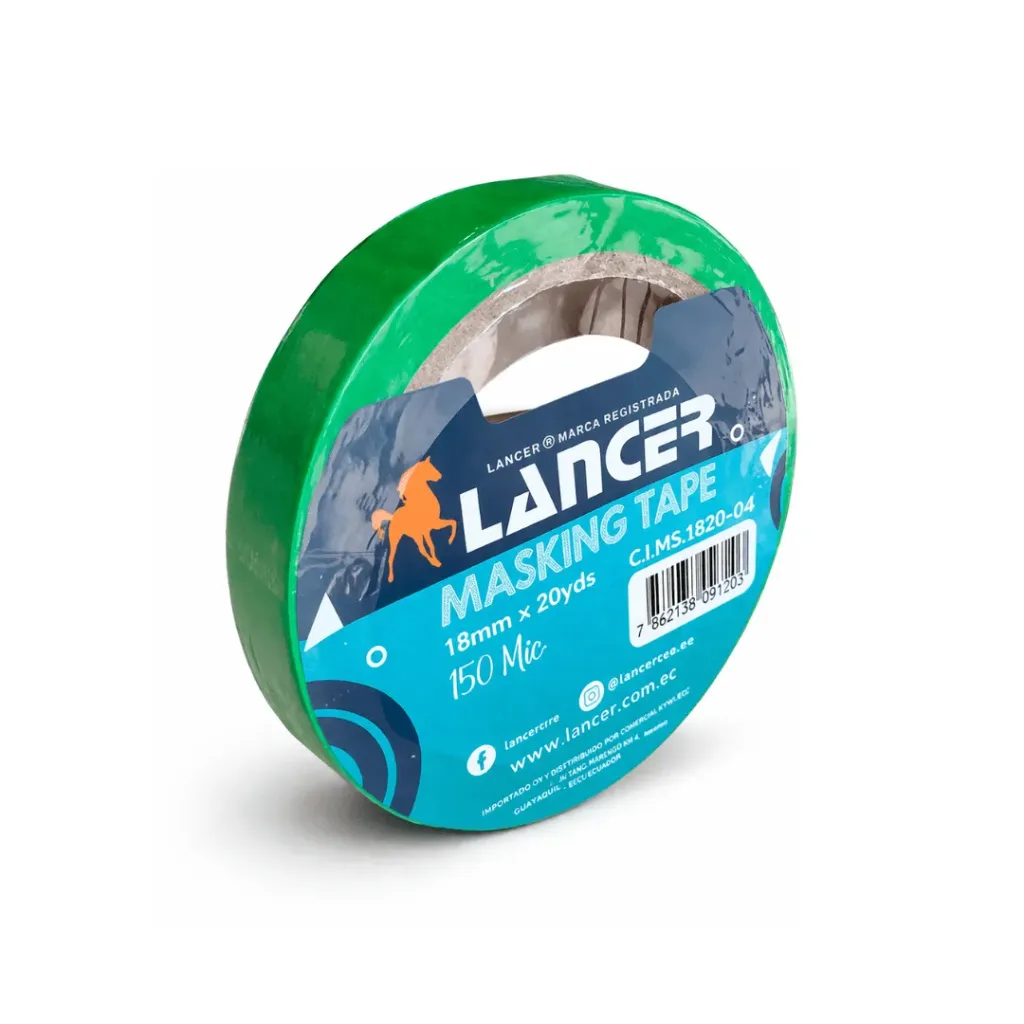 CINTA MASKING LANCER VERDE 18MM X 20 YARDAS - 150 MIC.