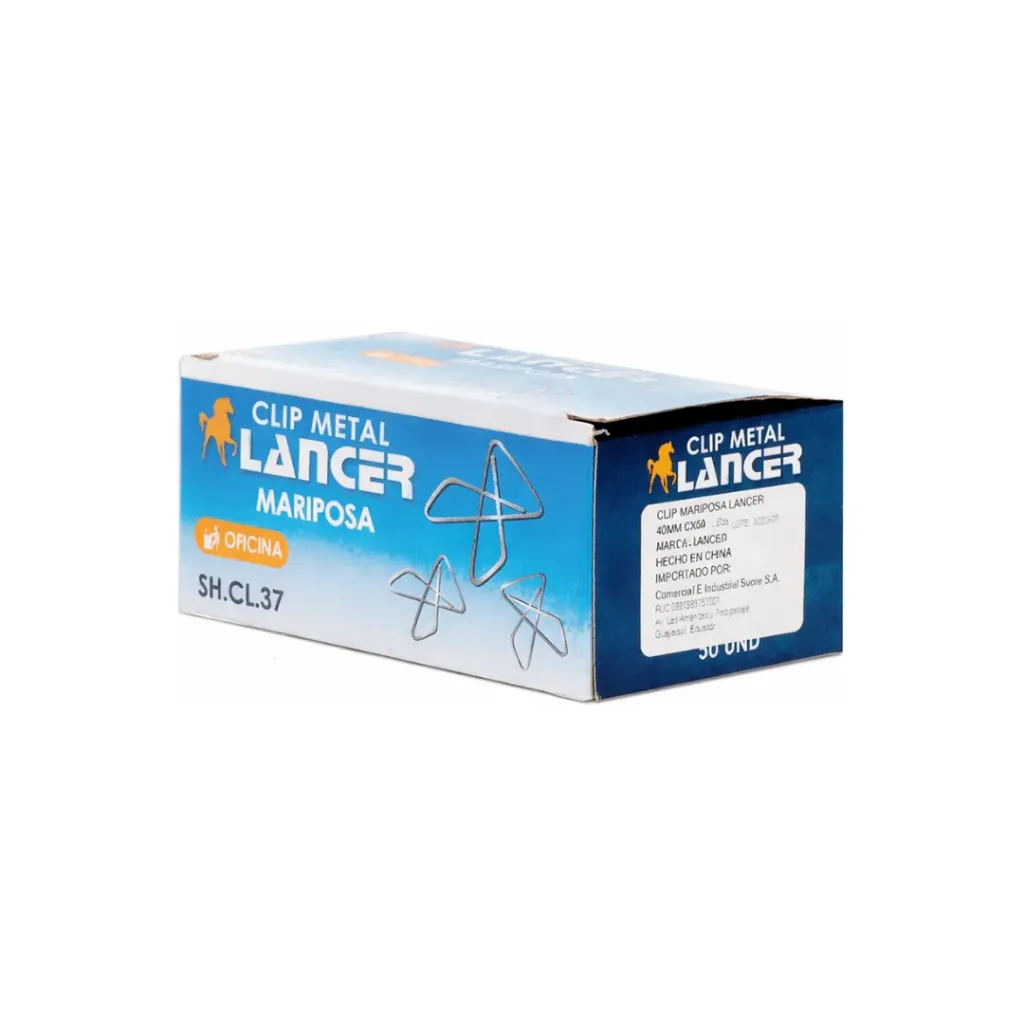 CLIP MARIPOSA LANCER 40MM DE 50 UNIDADES