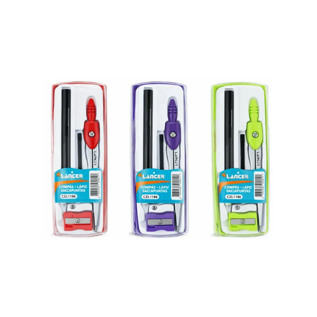 COMPÁS LANCER INCLUYE LÁPIZ Y SACAPUNTA