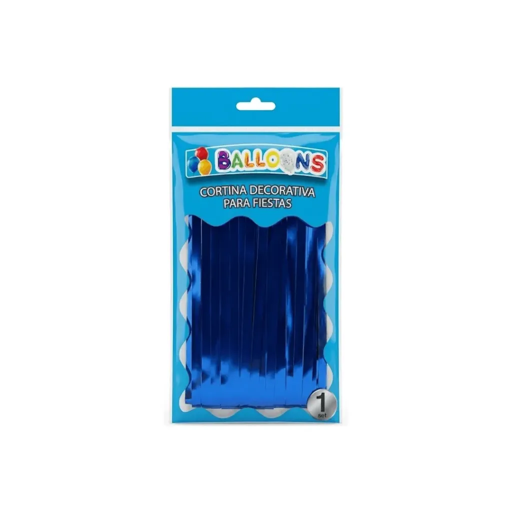 CORTINA DECORATIVA PARA FIESTA METALIZADO AZUL