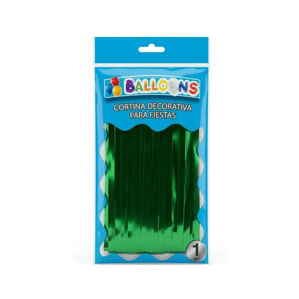 CORTINA DECORATIVA PARA FIESTA METALIZADO VERDE