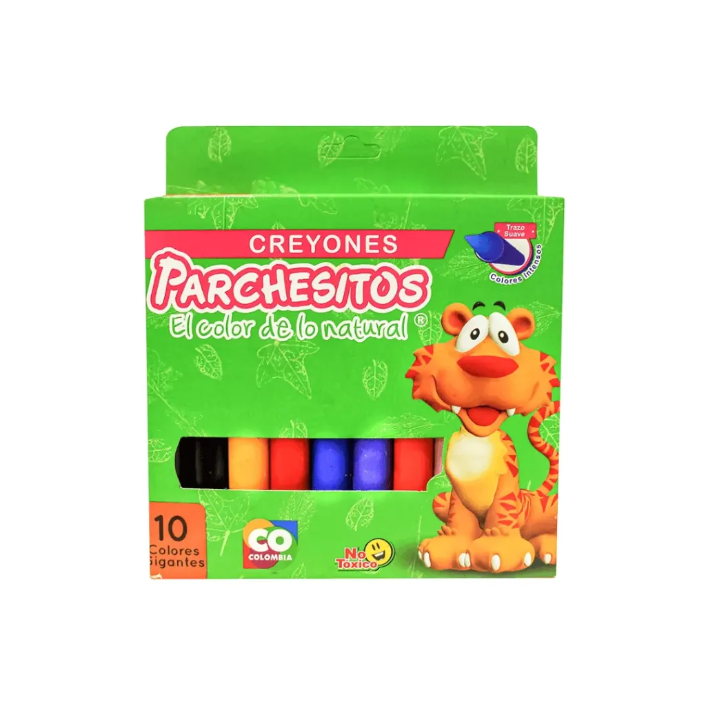 CRAYON PARCHESITOS DE 10 COLORES JUMBO REDONDOS