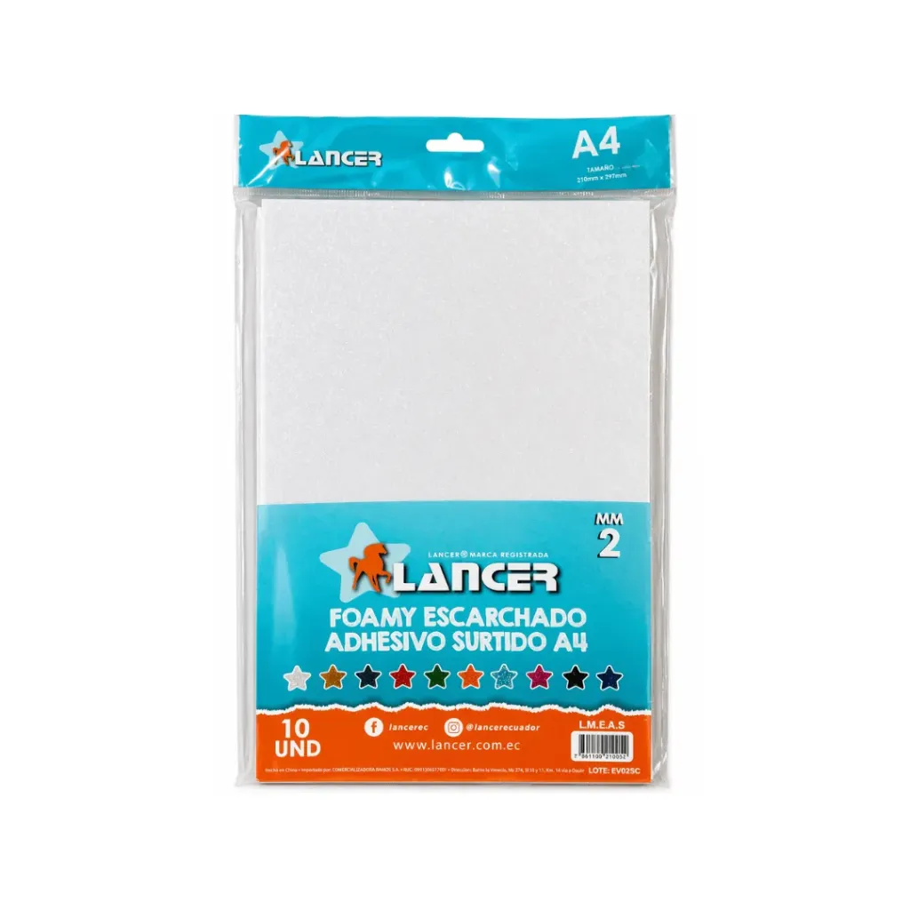 FOAMY ESCARCHADO ADHESIVO A4 SURTIDO (FOMIX)