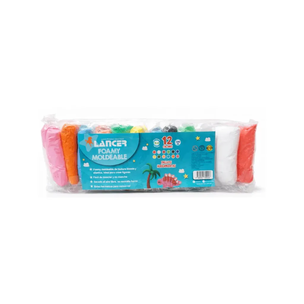 FOAMY MOLDEABLE 12 COLORES INCLUYE HERRAMIENTAS (FOMIX)