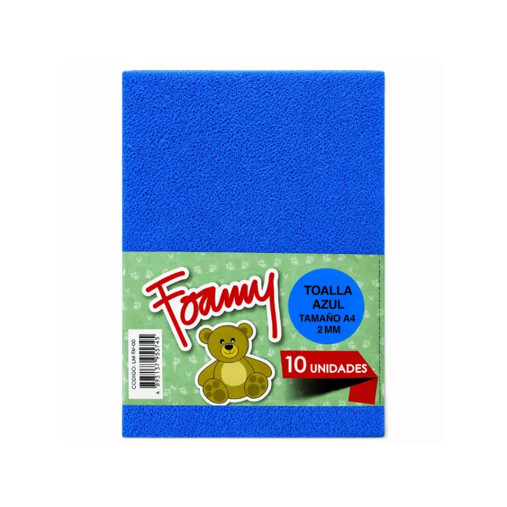 FOAMY TOALLA AZUL A4 X10