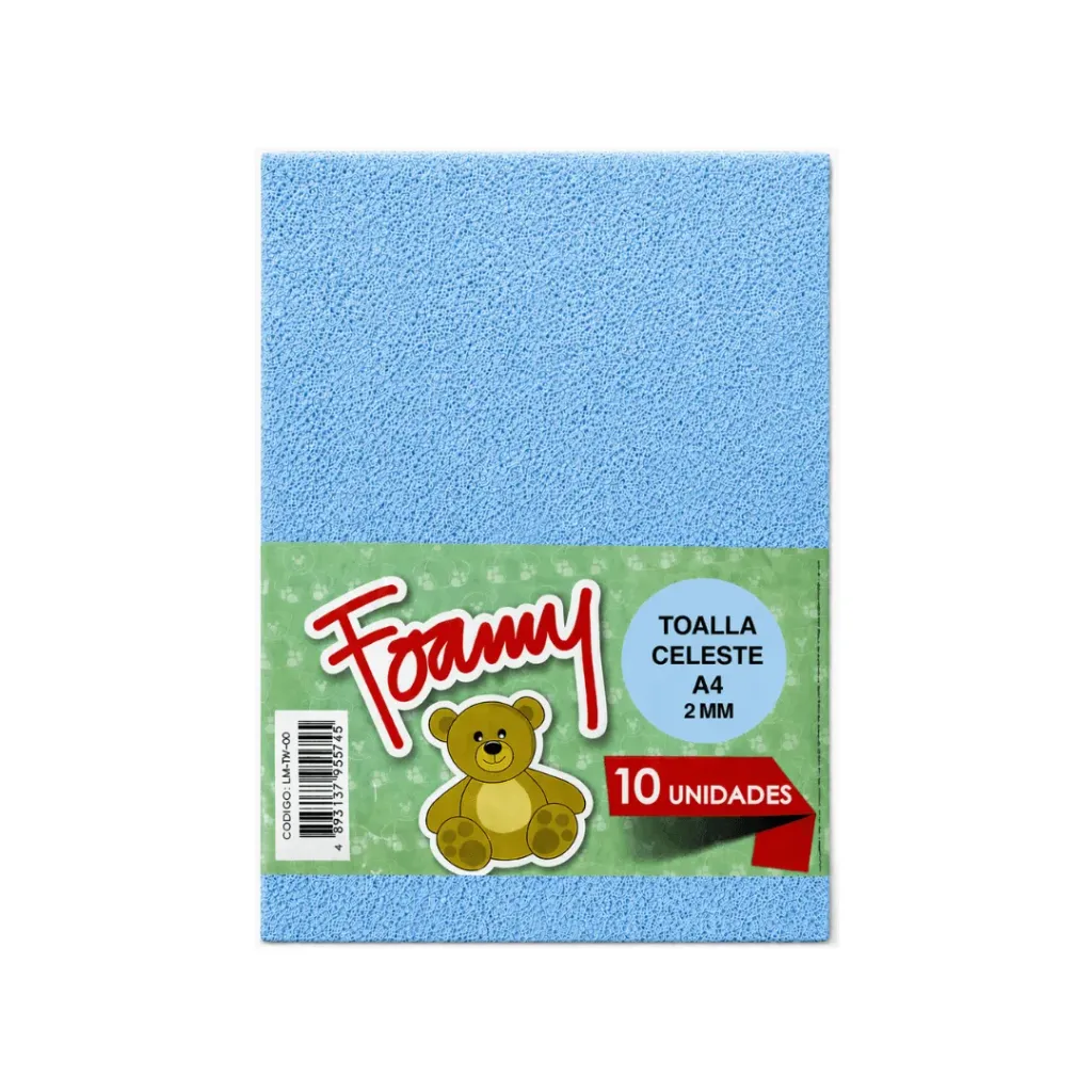 FOAMY TOALLA CELESTE A4 X10