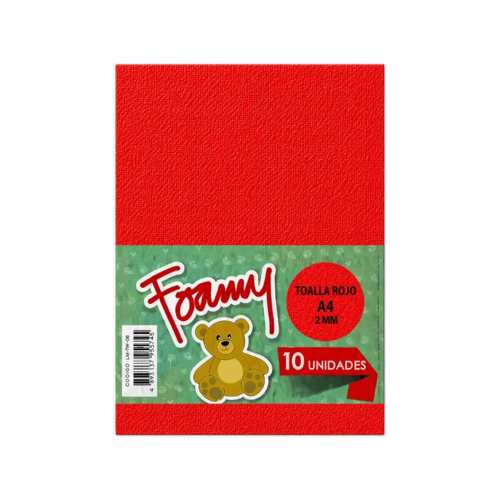 FOAMY TOALLA ROJO A4 X10