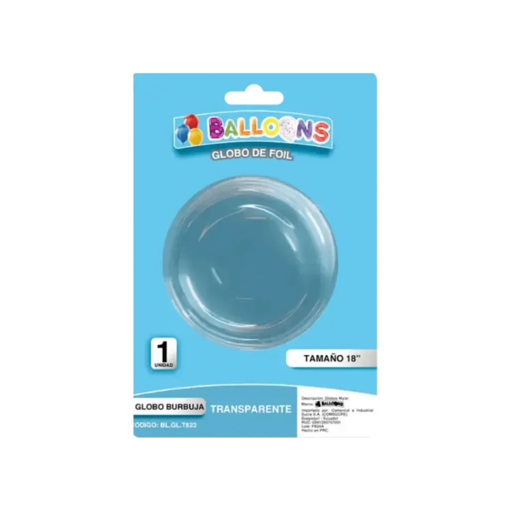 GLOBO PLASTICO TRANSPARENTE 18 PULG.