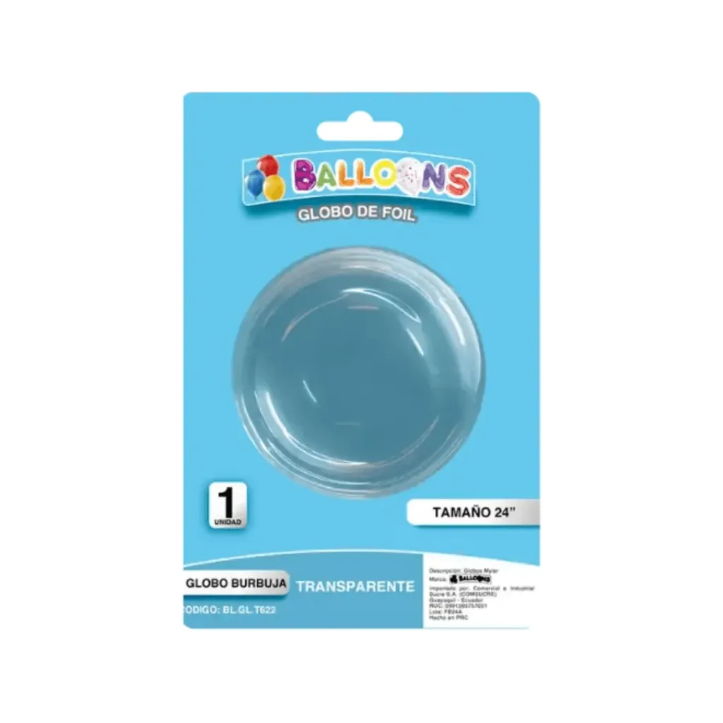 GLOBO PLÁSTICO TRANSPARENTE 24 PULGADAS