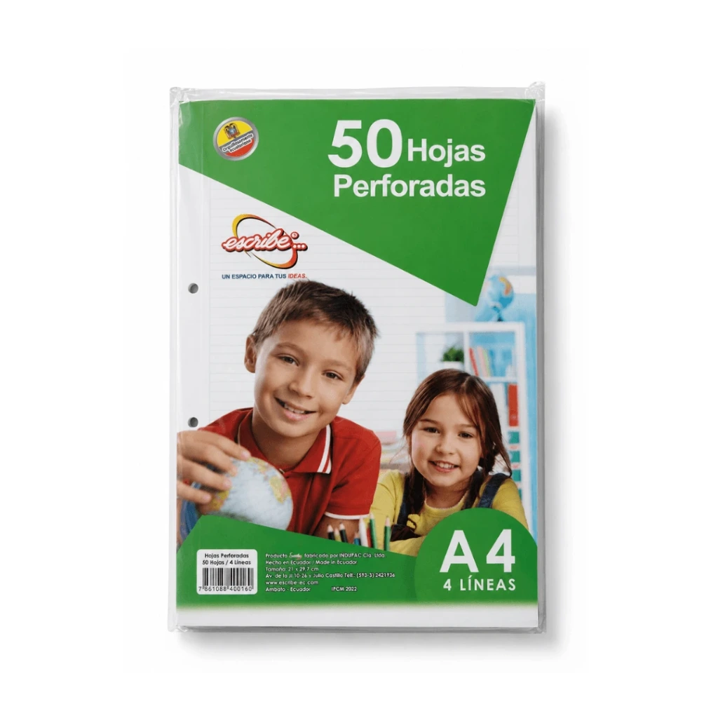 HOJA 4 LINEAS A4 50 HJ ESCRIBE (RAYA AZUL)