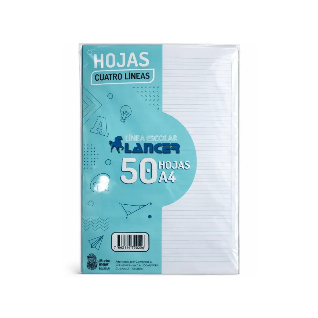 HOJAS 4 LINEAS A4 LANCER (RAYA AZUL)