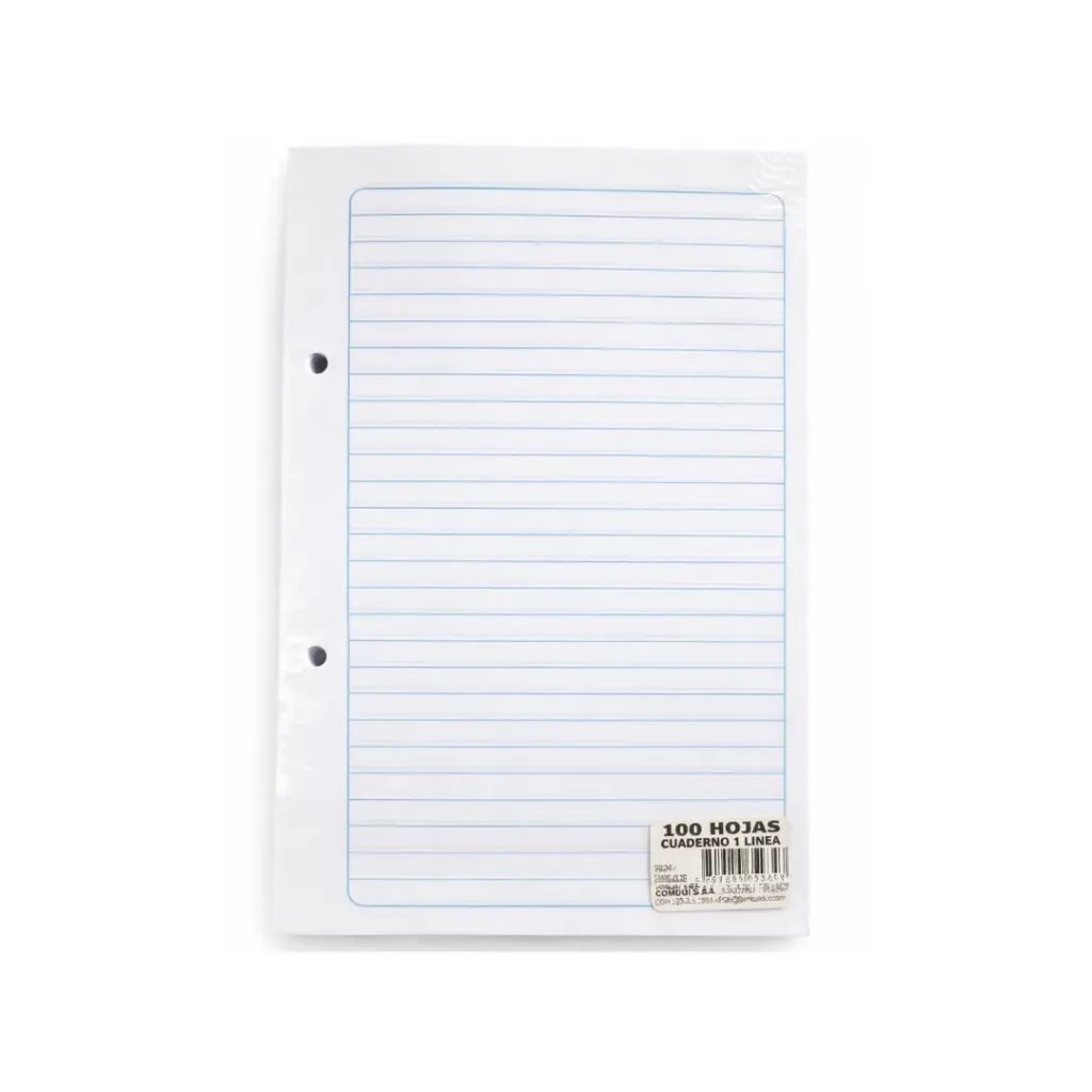 HOJAS TAMAÑO CUADERNO 1 LÍNEA X100H (A5)