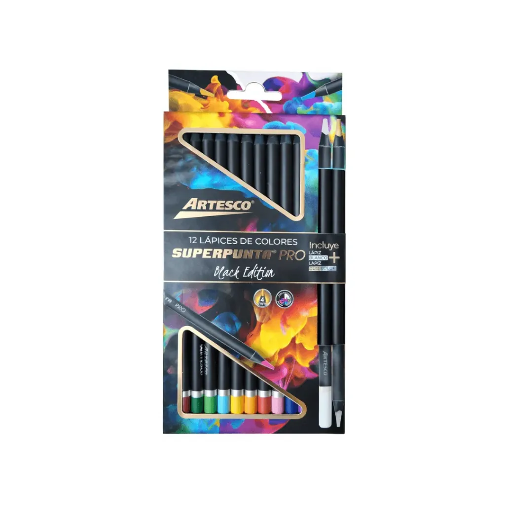 LÁPIZ ARTESCO SUPERPUNTA PRO BLACK EDITION 15 COLORES 4MM