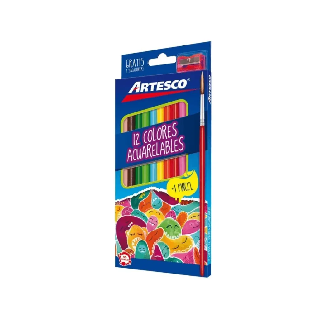 LÁPIZ ARTESCO TRIANGULAR LARGO ACUARELABLE X 12 COLORES