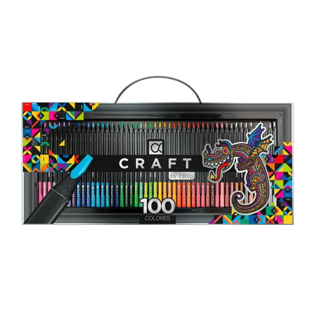 LÁPIZ DE COLOR CRAFT 100 COLORES 68NR+7PT+7NEON+11MT+7PL