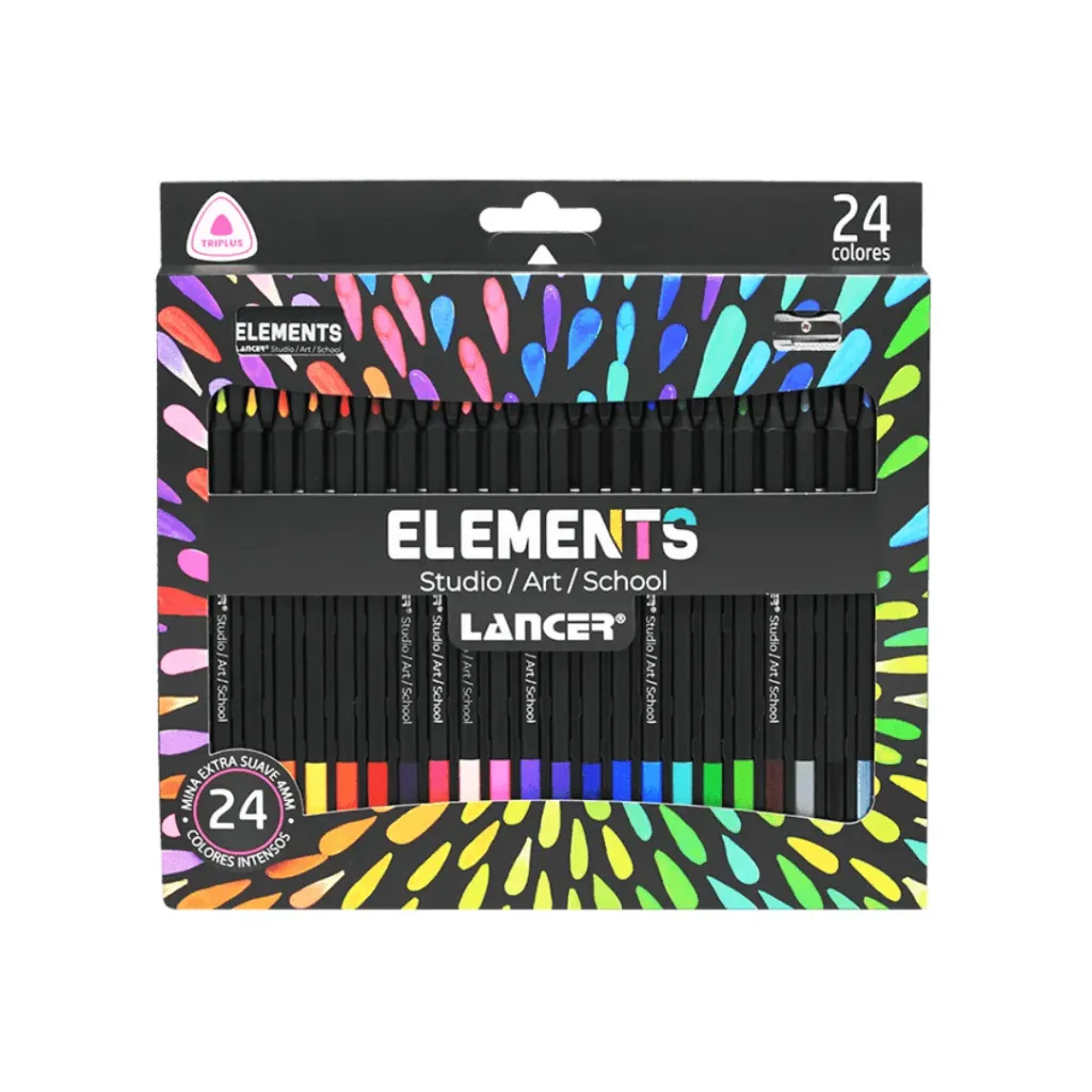 LÁPIZ ELEMENTS 24 COLORES TRIANGULAR-4.0 MM