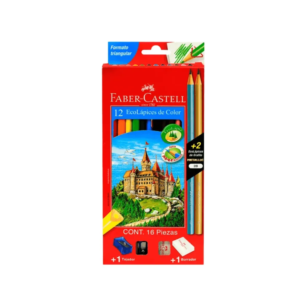 LÁPIZ FABER CASTELL 12 COLORES + 2 GRAFITOS