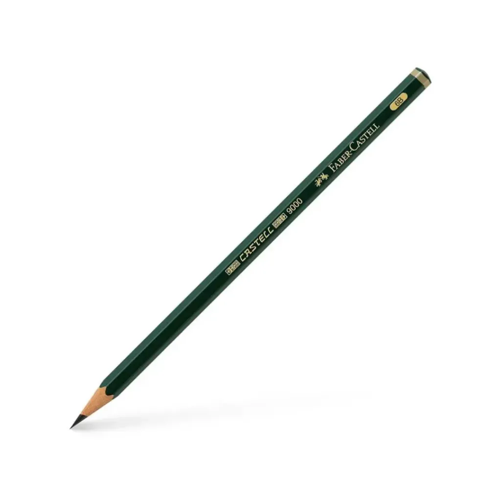 LÁPIZ FABER CASTELL DE GRAFITO 6B CUERPO DE COLOR VERDE