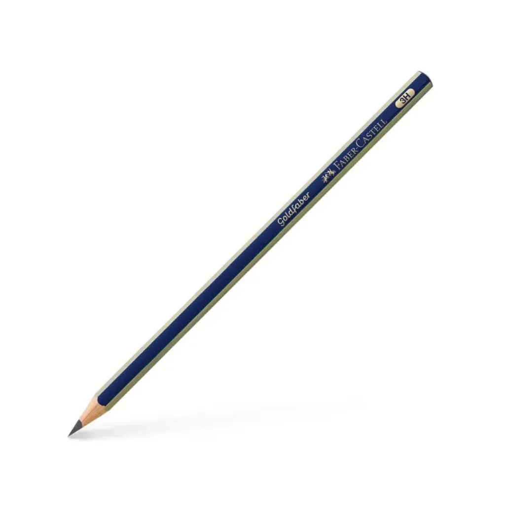 LÁPIZ FABER CASTELL DE GRAFITO 3H CUERPO AZUL Y DORADO