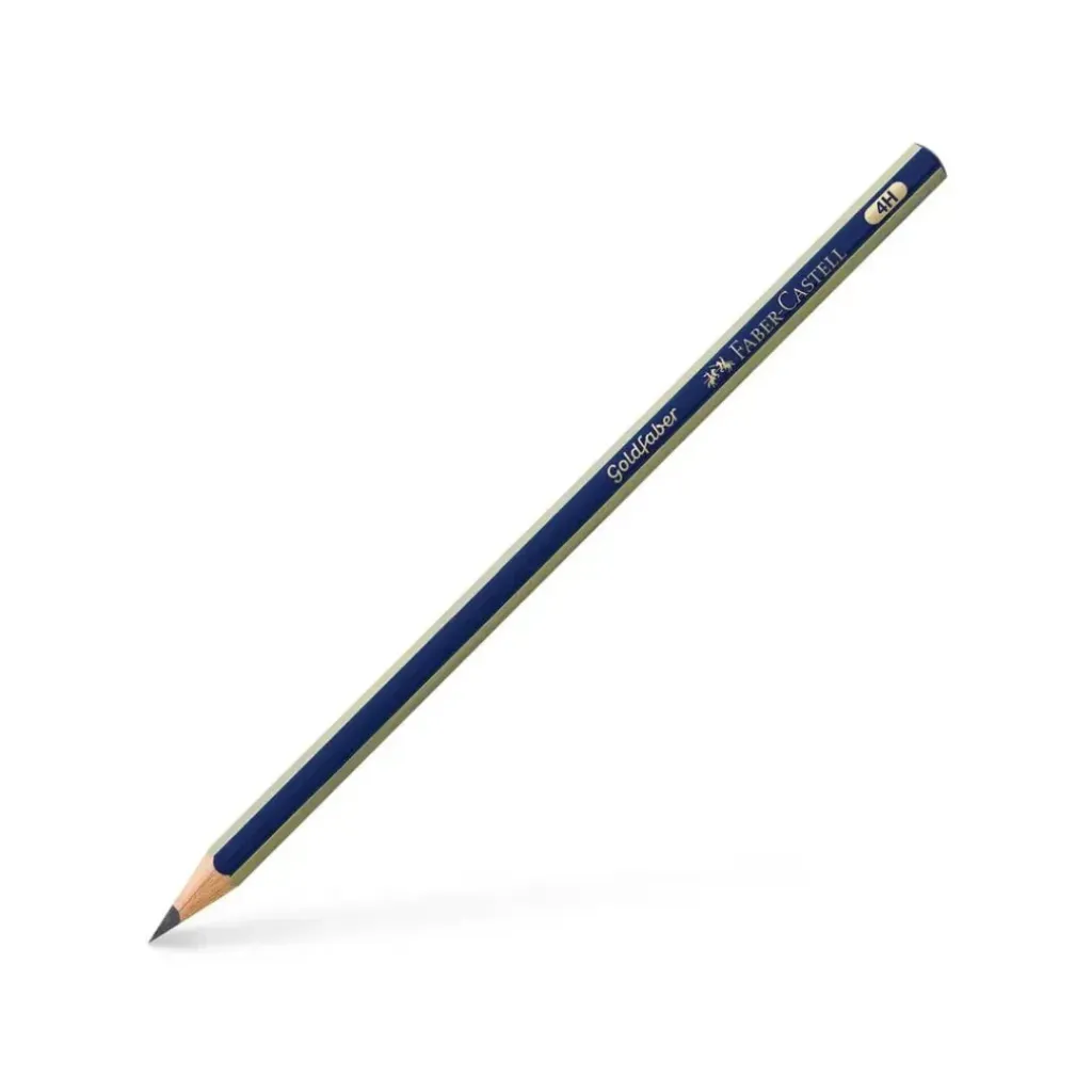 LÁPIZ FABER CASTELL DE GRAFITO 4H CUERPO AZUL Y DORADO