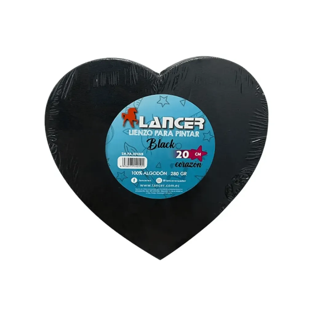 LIENZO PARA PINTAR NEGRO CORAZÓN 20CM 280GR ALGODÓN
