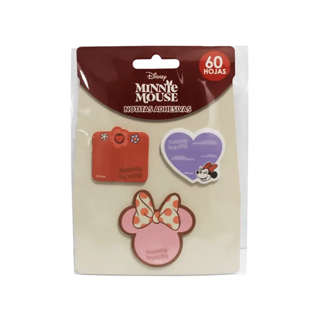 NOTITAS ADHESIVAS MINNIE-60 HOJAS 1X70X70MM / 2X40X40MM