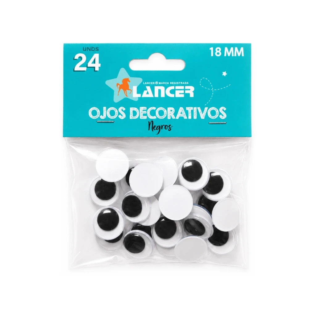 OJOS DECORATIVOS NEGRO 18MM - 24 UND