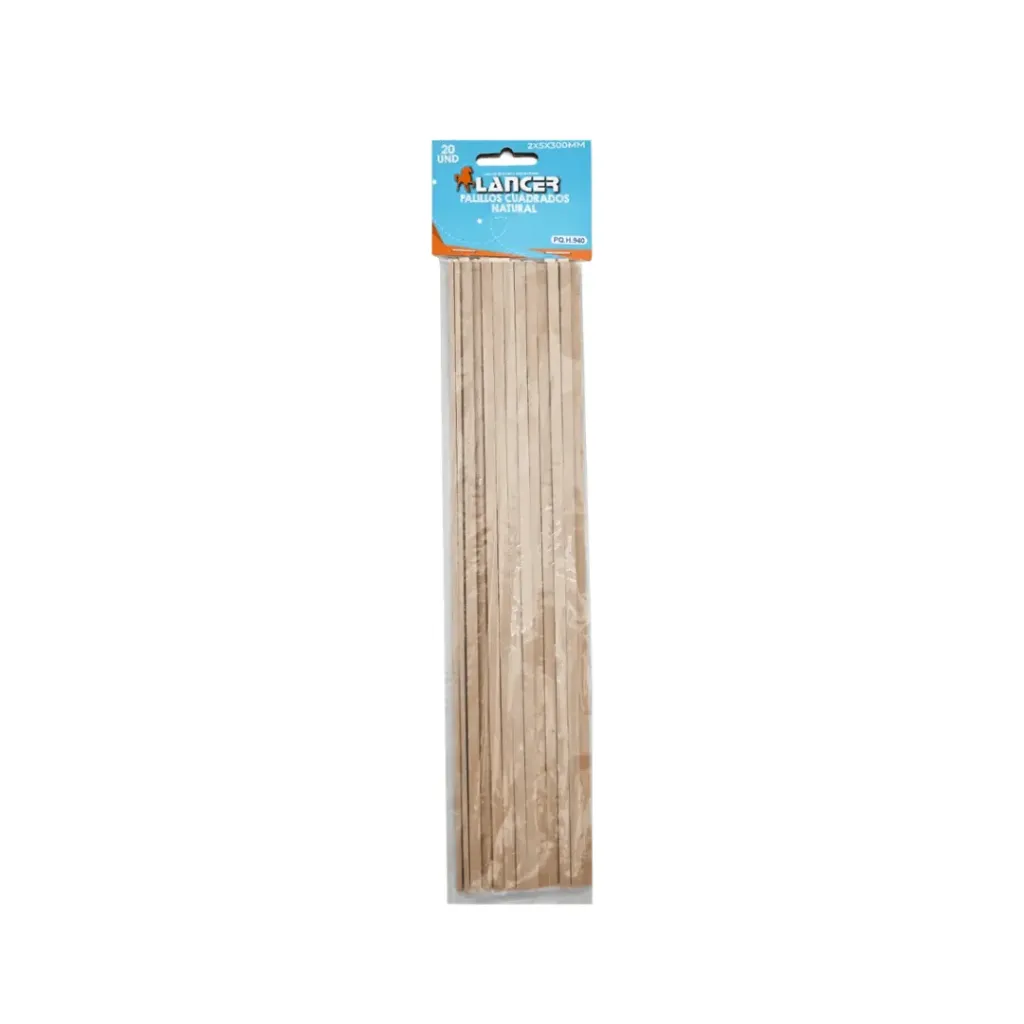 PALILLOS CUADRADOS DE MADERA NATURAL-2X5X300MM
