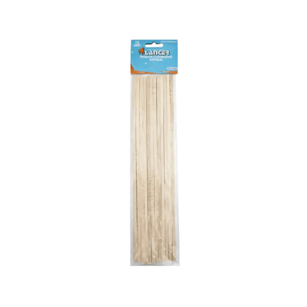 PALILLOS CUADRADOS DE MADERA NATURAL-5X5X300MM