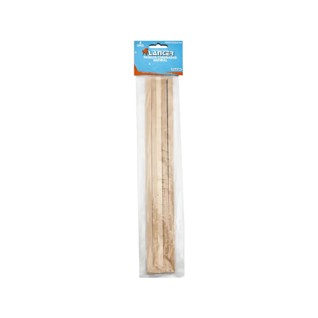 PALILLOS CUADRADOS DE MADERA NATURAL-8X8X300MM