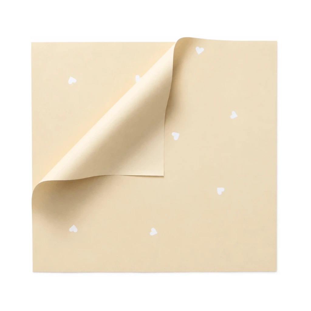 PAPEL COREANO AMARILLO DE CORAZONES 65MIC - 58X58CM