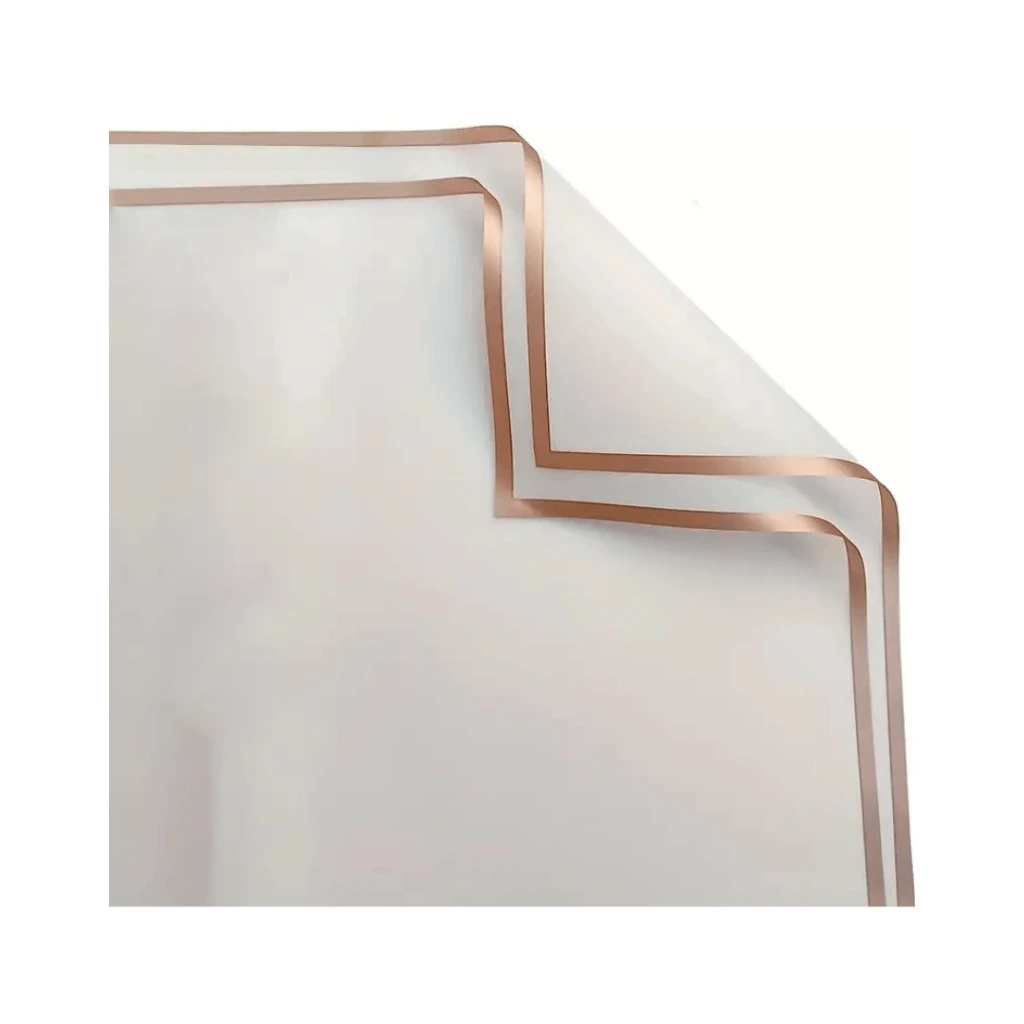 PAPEL COREANO BLANCO CON BORDE DORADO 50MIC-58X58CM