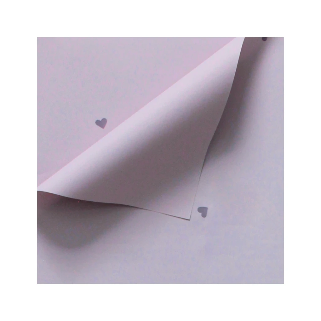PAPEL COREANO LILA DE CORAZONES 65MIC - 58X58CM