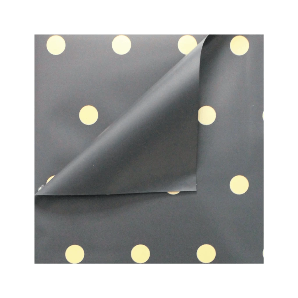 PAPEL COREANO NEGRO DE BOLAS DORADAS 65MIC - 58X58CM