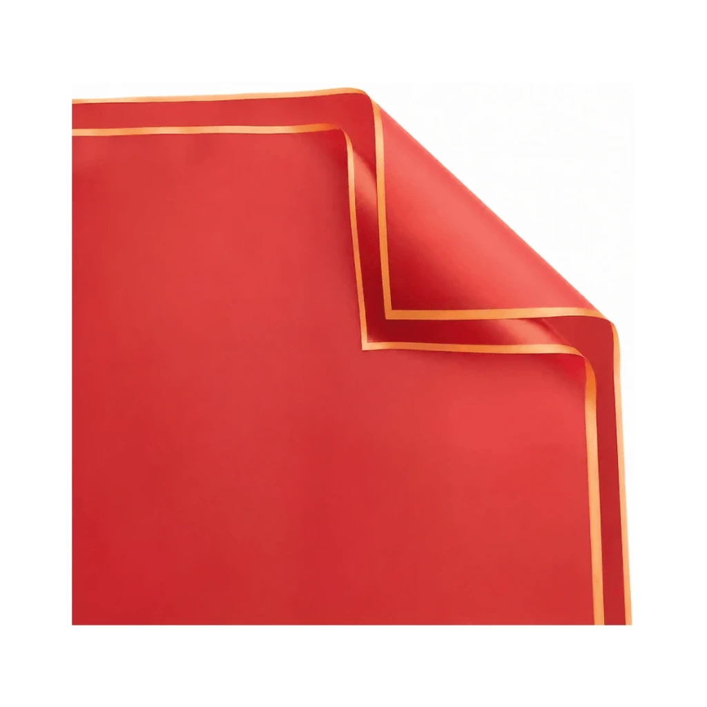 PAPEL COREANO ROJO CON BORDE DORADO 50MIC-58X58CM