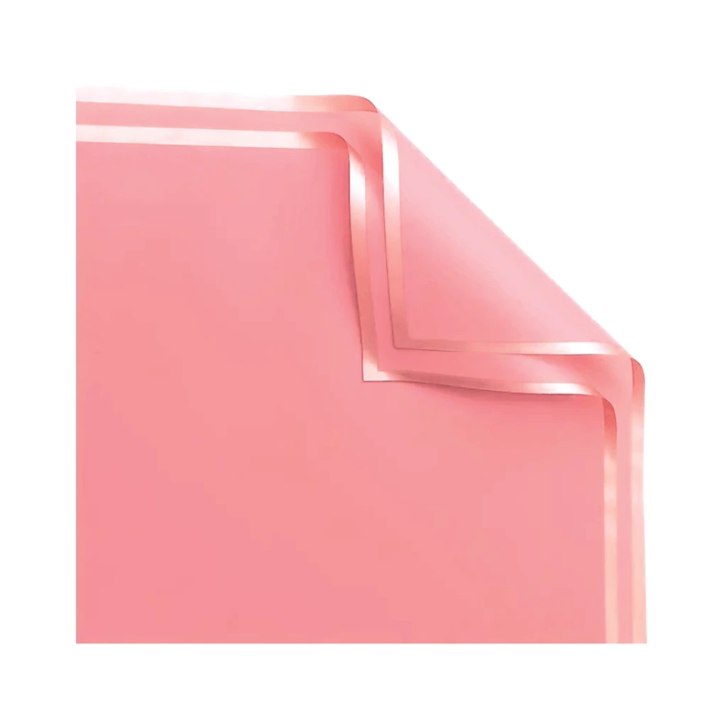 PAPEL COREANO ROSADO CON BORDE DORADO 50MIC-58X58CM