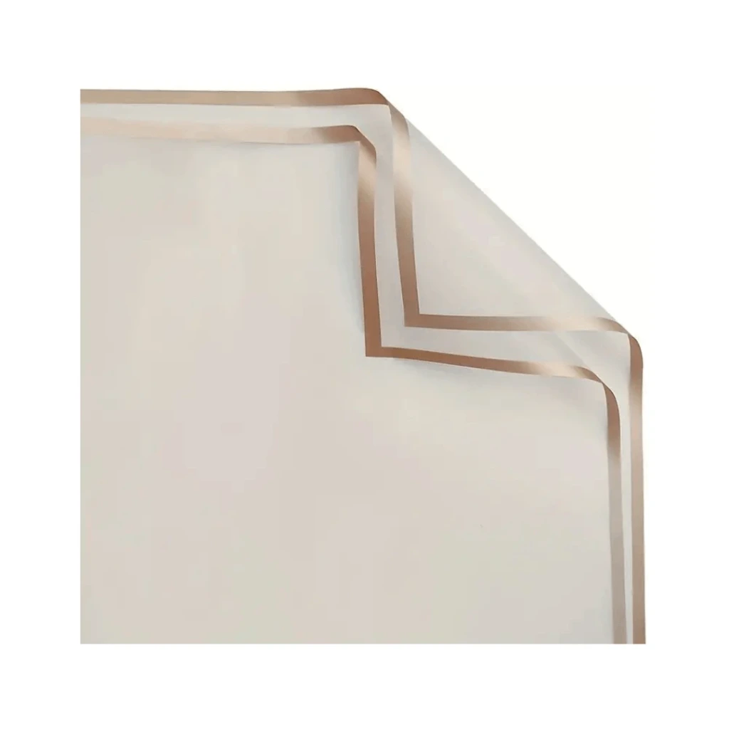 PAPEL COREANO TRANSPARENTE CON BORDE DORADO 50MIC-58X58CM