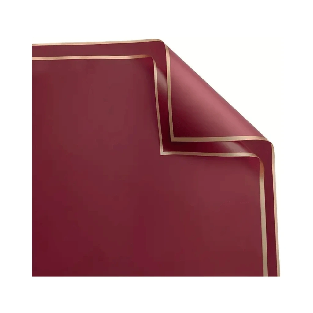 PAPEL COREANO VINO CON BORDE DORADO 50MIC-58X58CM