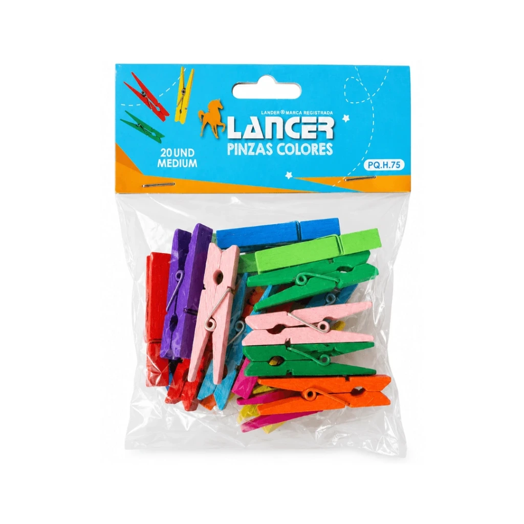 PINZAS COLORES -MEDIUM 4.5X0.7CM -20 UND
