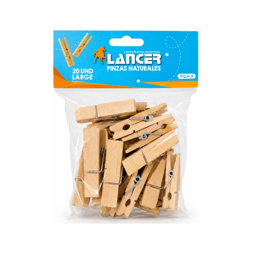PINZAS NATURAL -LARGE 4.5X1.2CM- 20 UND
