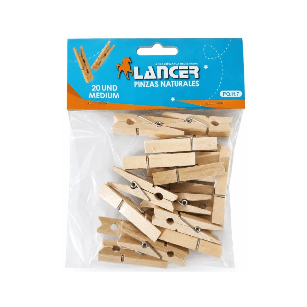 PINZAS NATURAL -MEDIUM 4.5X0.7CM -20 UND