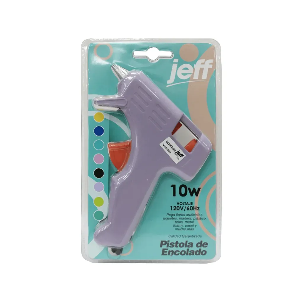 PISTOLA DE SILICÓN JEFF 10W LILA CON ON/OFF