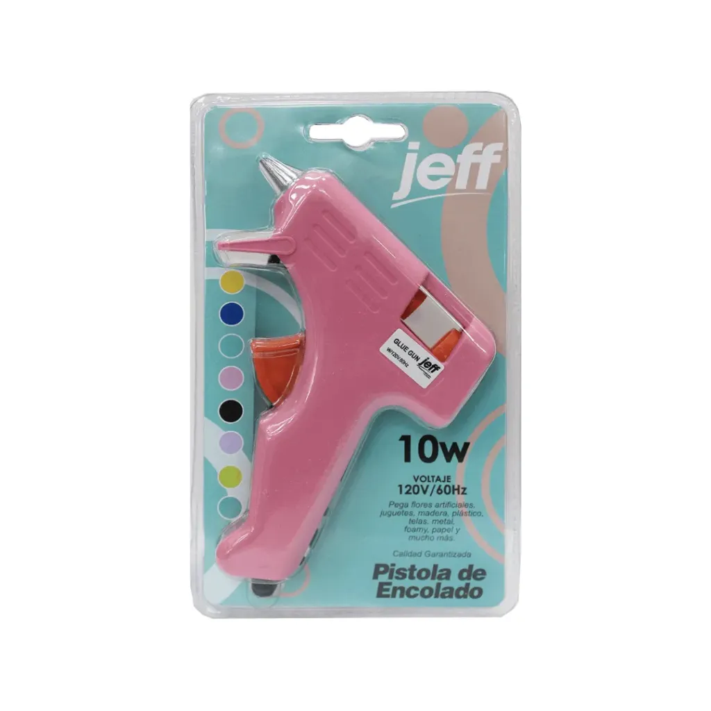 PISTOLA DE SILICÓN JEFF 10W ROSADO CON ON/OFF