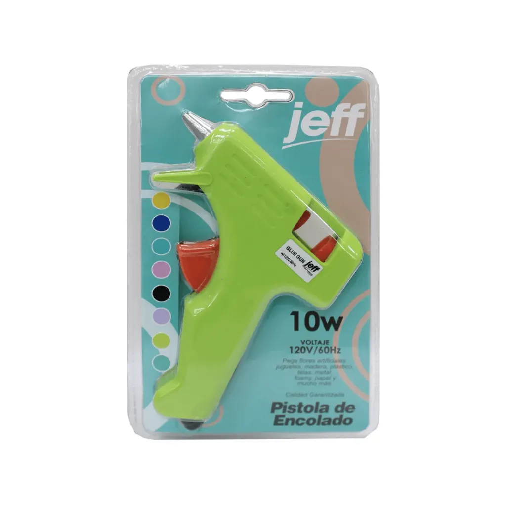 PISTOLA DE SILICON JEFF 10W VERDE CLARO CON ON/OFF