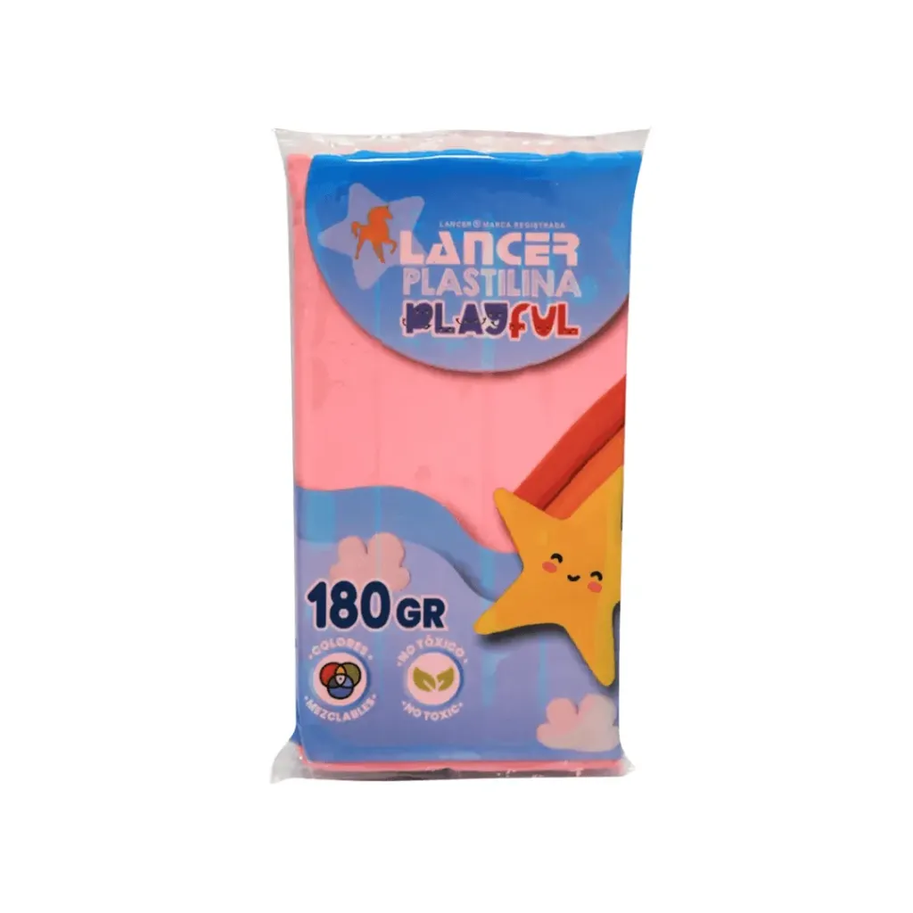 PLASTILINA MARQUETA LANCER 180GR - ROSADO