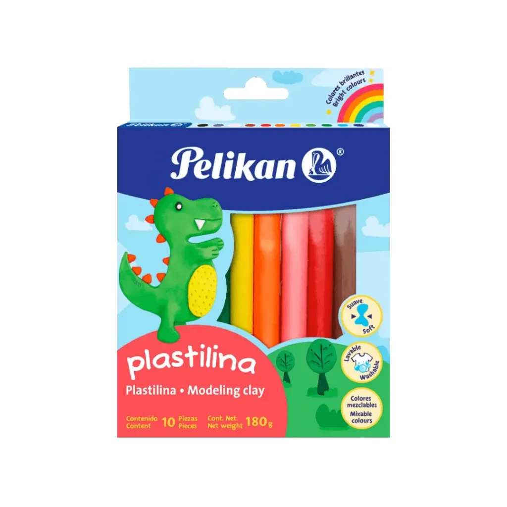 PLASTILINA PELIKAN JUMBO 180GR-10 COLORES