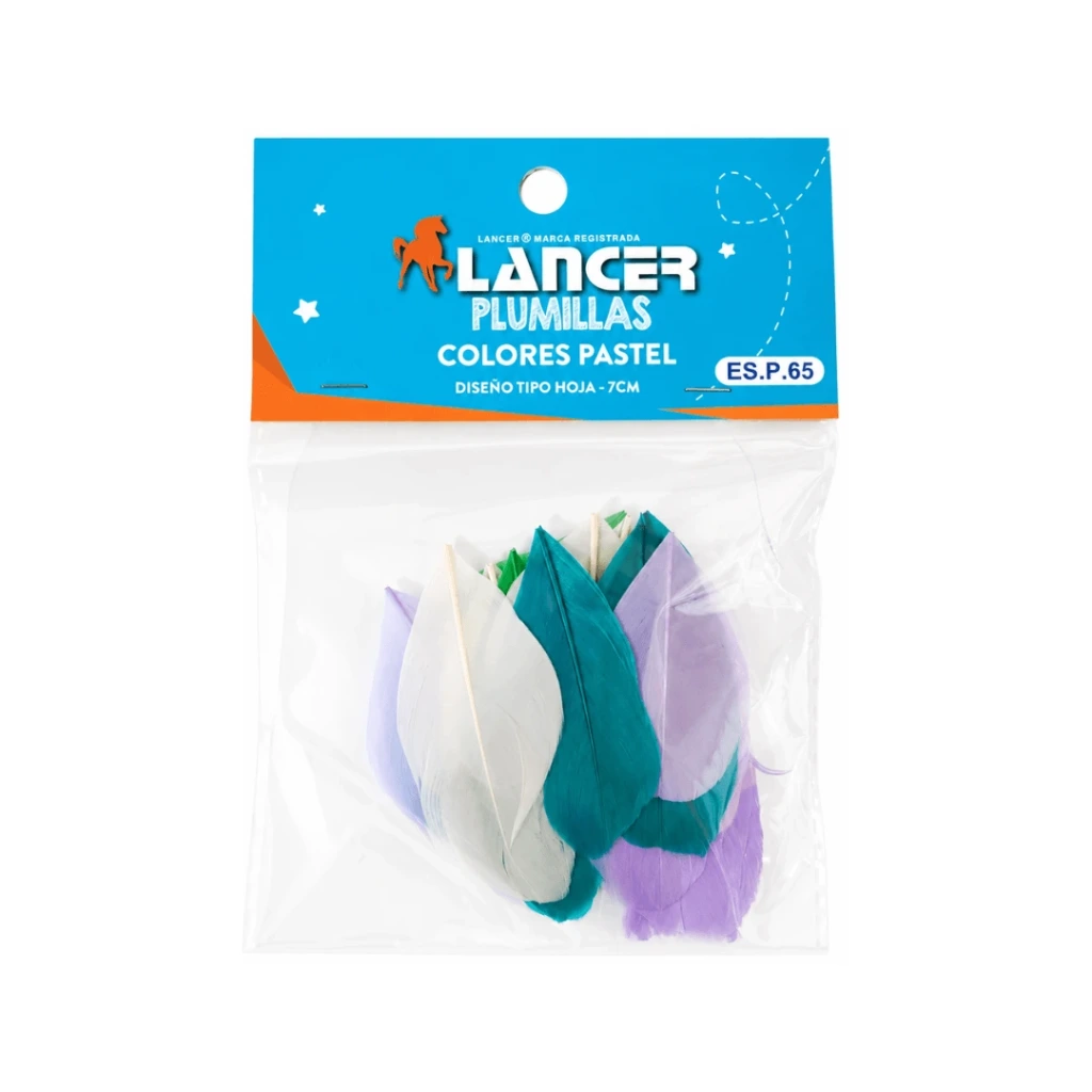 PLUMILLAS COLORES PASTEL DISEÑO TIPO HOJA-7CM X 25 UNIDADES ES.P.65 (PLUMAS)