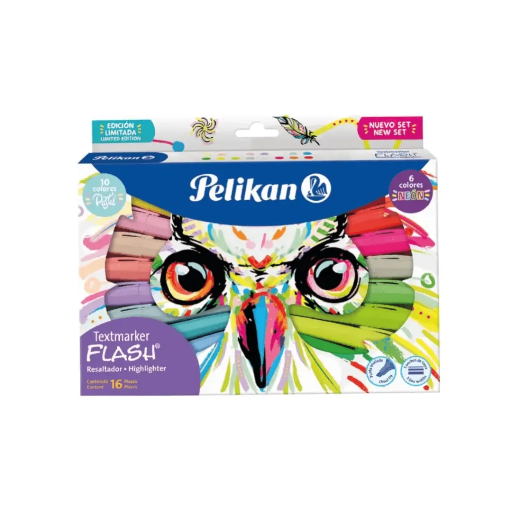 RESALTADORES SET PELIKAN TEXTMARKER FLASH BUHO X 16