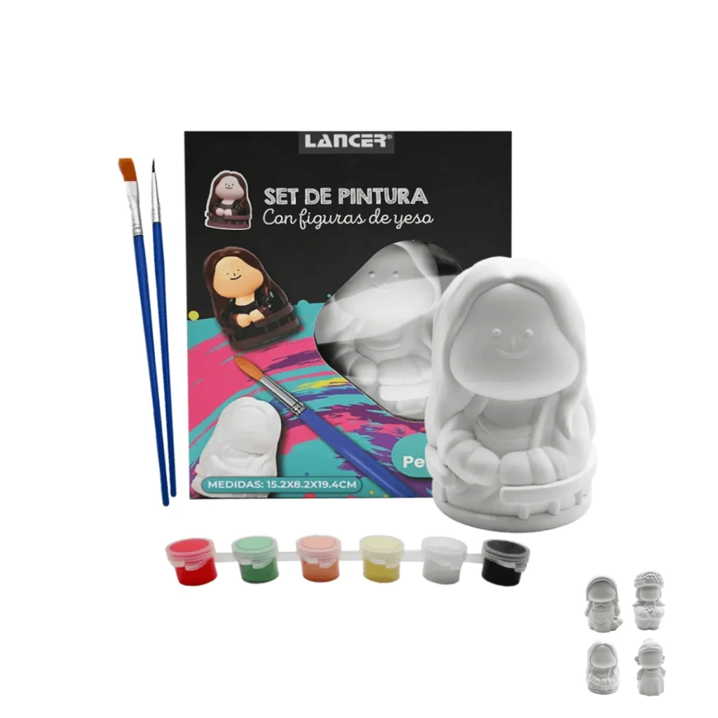 SET DE PINTURAS CON FIGURAS PERSONAS DE YESO 15.2X8X19.4CM